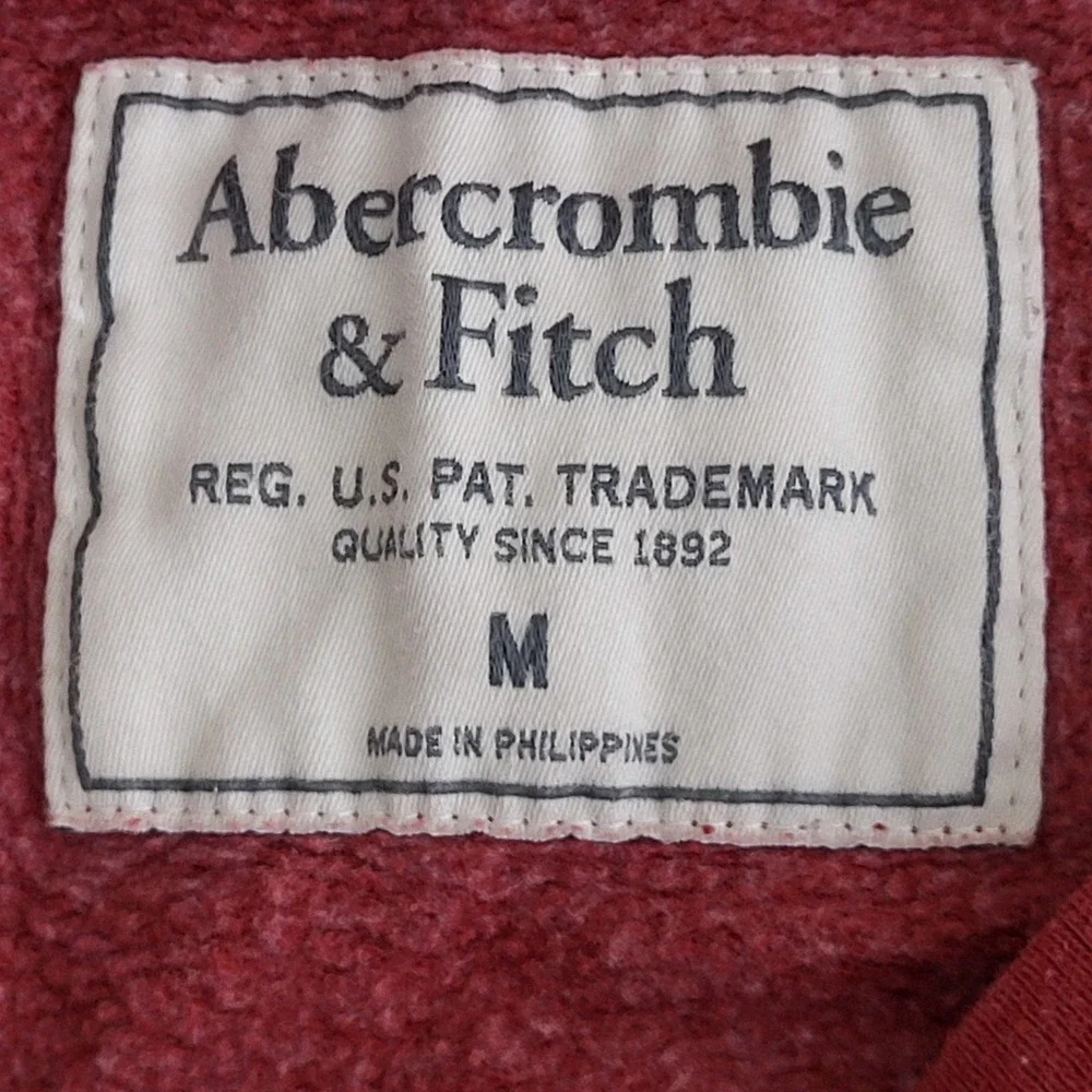 Abercrombie & Fitch Sweatshirt Mens M Red Graphic Logo Crewneck Pullover Fleece